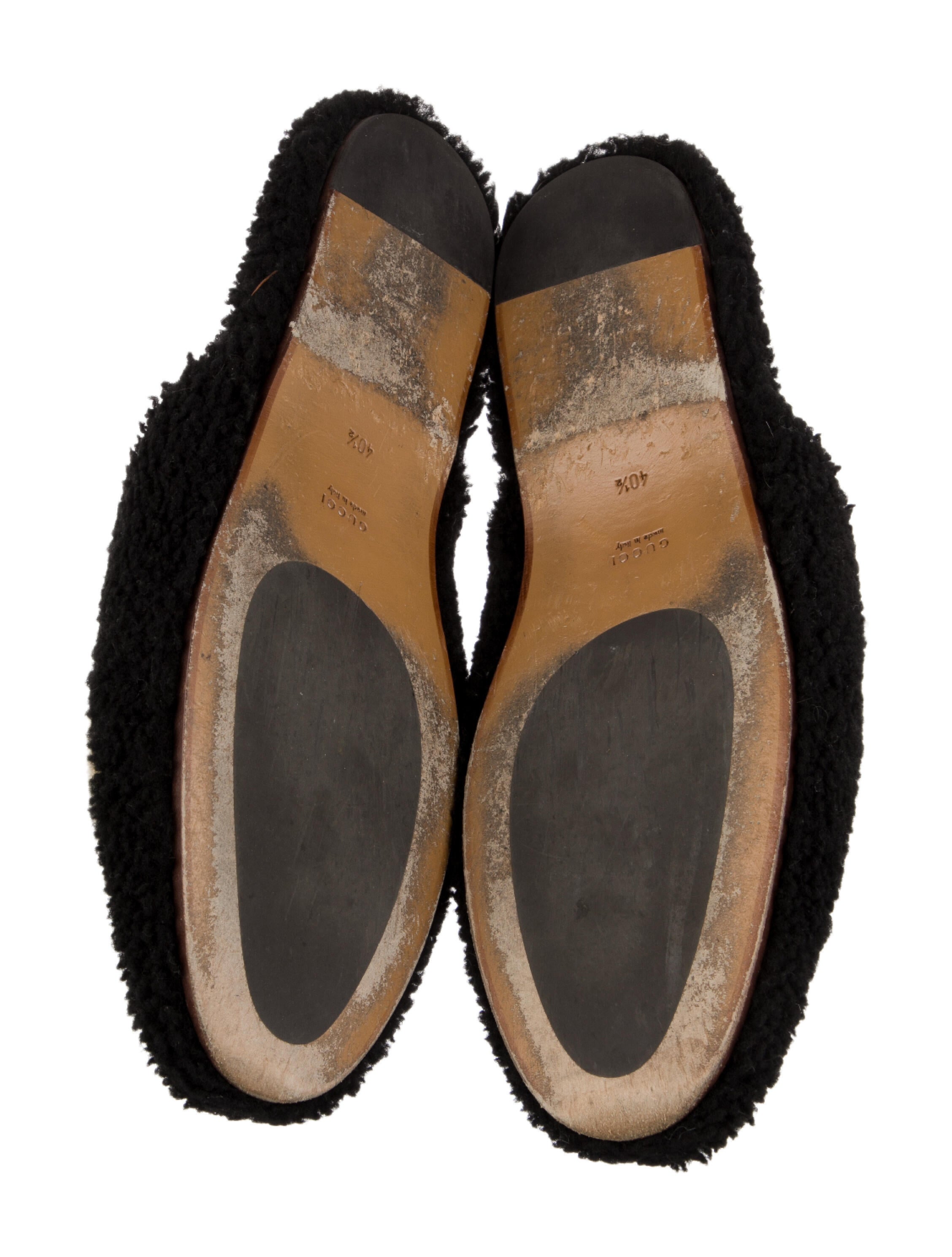 Gucci Interlocking G Logo Shearling Mules